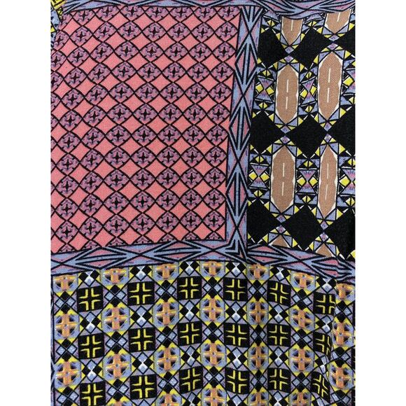 Ellos Pants Womens Medium 14-16 Rayon Quilt Geo Print Wide Leg Slacks Pockets - Picture 2 of 11